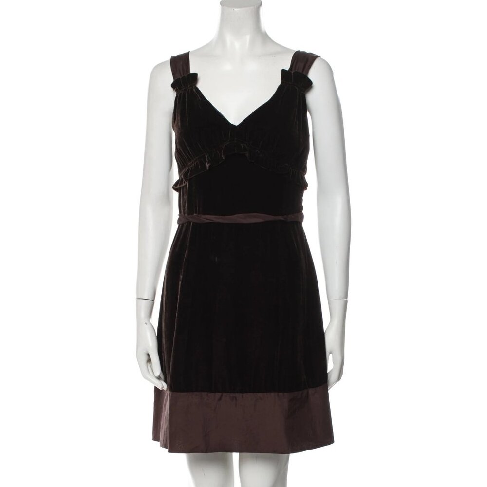 Marc Jacobs — Velvet V-Neck Mini Dress — Size S (US 4)